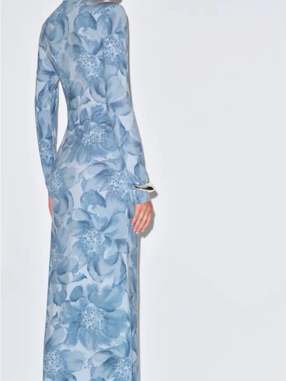 Reformation Light Blue Floral Long-Sleeve Maxi Dress